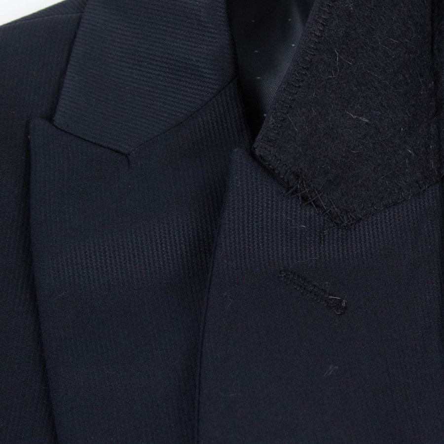 Drop 8 Striped Wool One Button Suit - Black