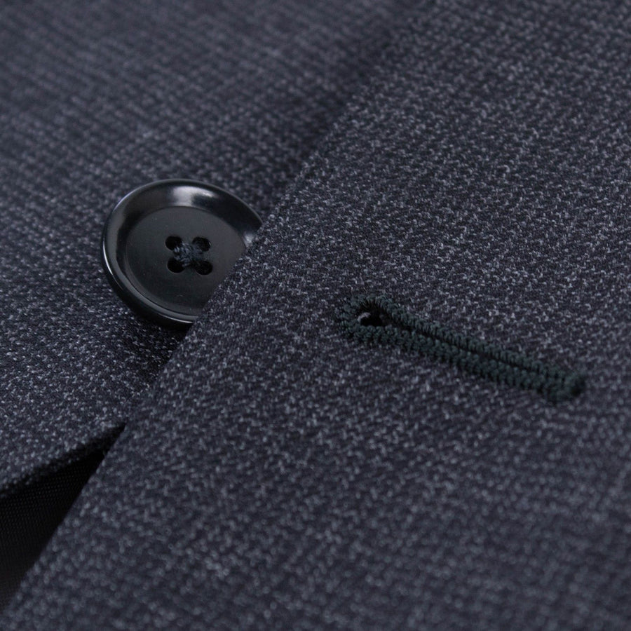 Micro Houndstooth Wool Two Button Suit - Charcoal Gray
