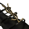 Cassandra Leather Open Toe Logo Sandals - Black / Gold