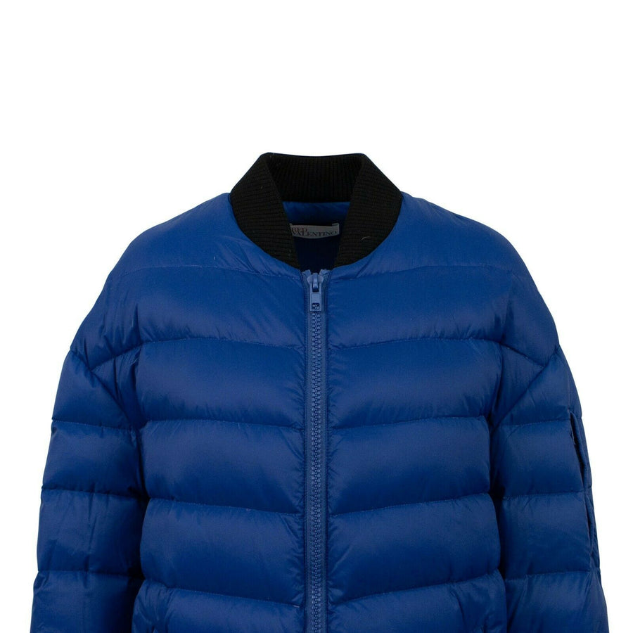 Long Zip Up Puffer Coat - Royal Blue