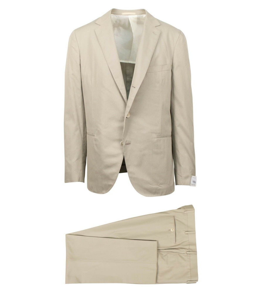 Drop 8 Cotton 3 Roll 2 Button Slim Fit Suit - Tan