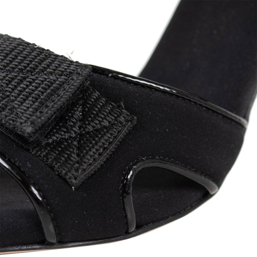 Suede Velcro Strap Sandal Pumps - Black