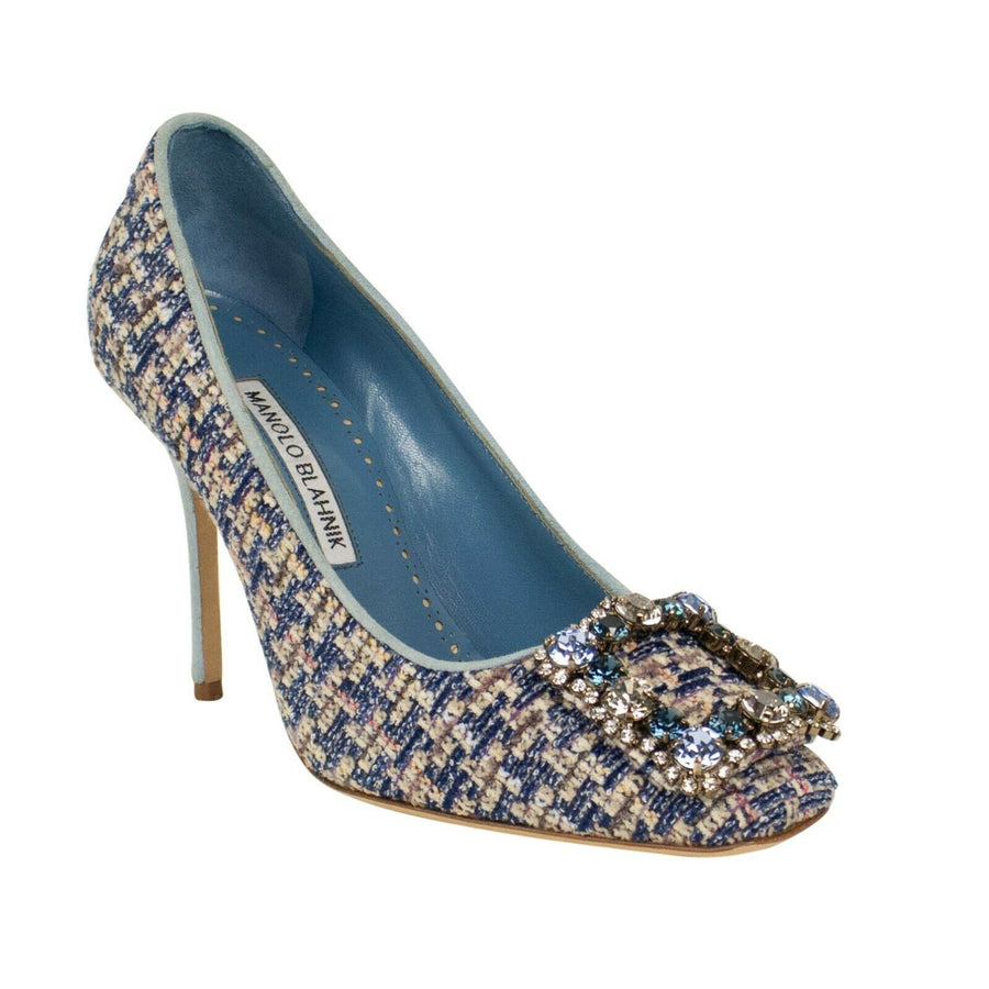 Vazza 105 Tweed Crystal Pumps - Blue