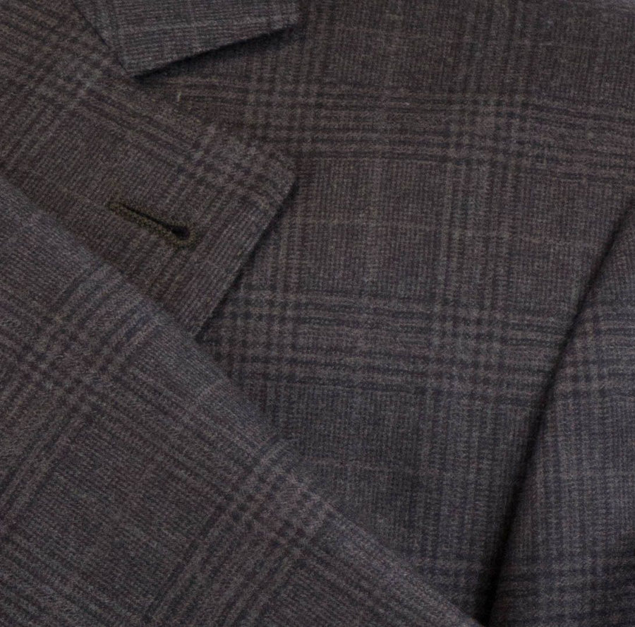 Plaid Wool 3/2 Button Sport Coat - Brown