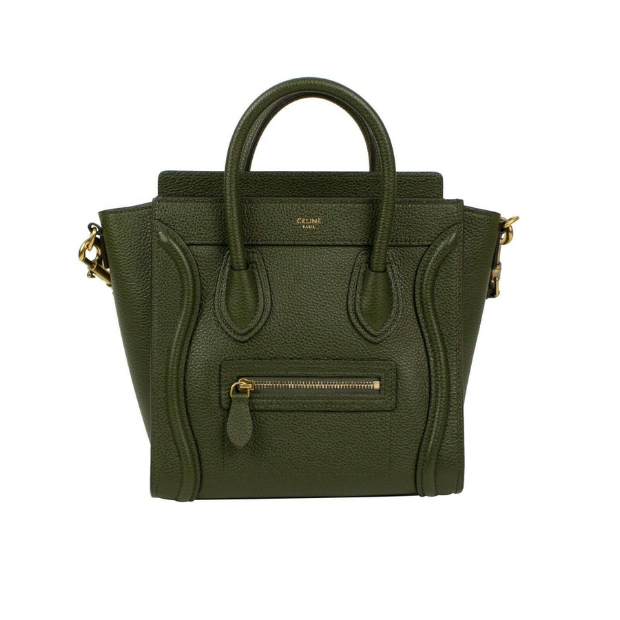 Drummed Calfskin Nano Luggage Cross Body Bag - Khaki