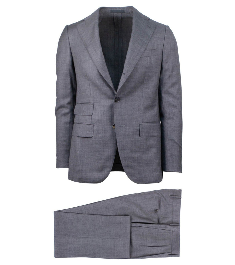 Drop 8 Wool Three Roll Two Button Suit - Gray