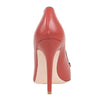 Leather Scalloped Edge Bow Pumps - Red