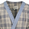 Plaid And VIntage Denim Kimono Robe - Ivory / Blue