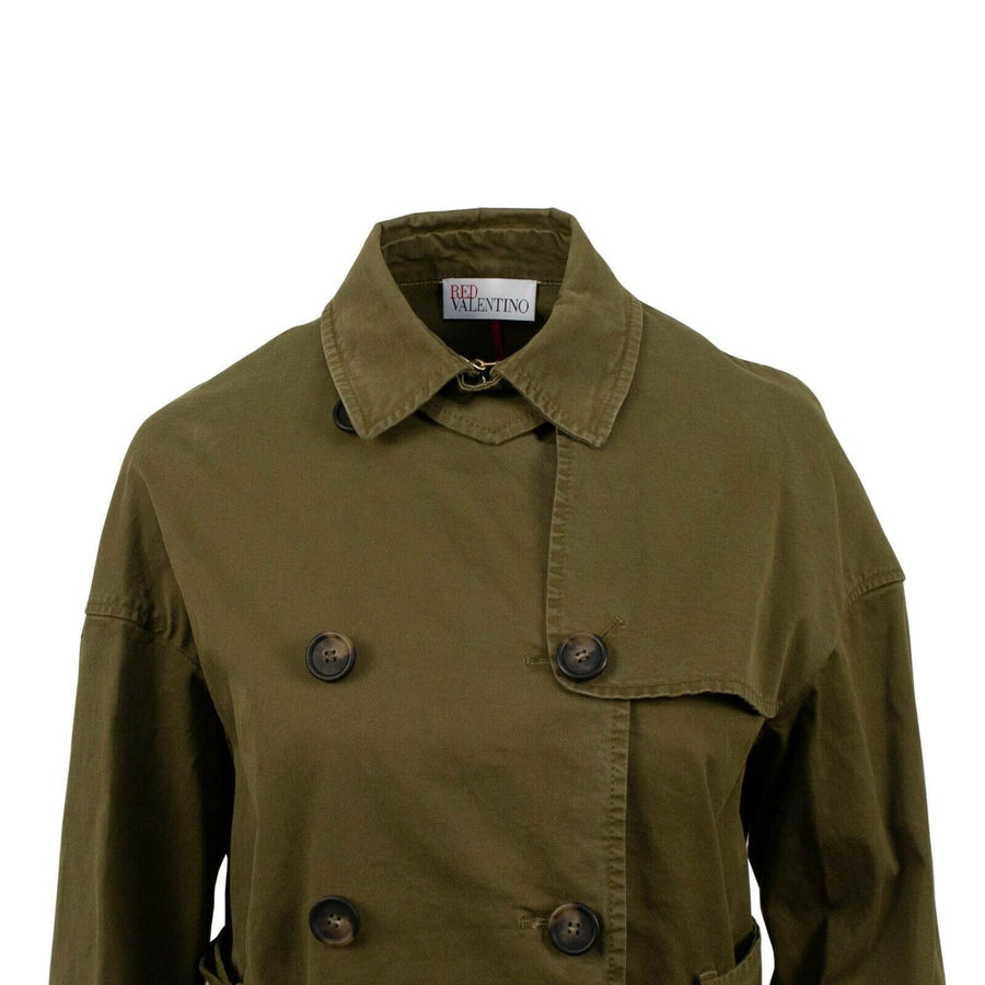 Double Breasted Trench Coat - Olive Green