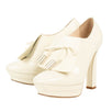 Leather Flap Front and Bow Heels - White