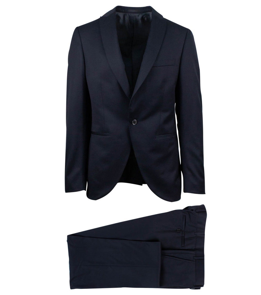 Drop 8 Striped Wool One Button Suit - Black