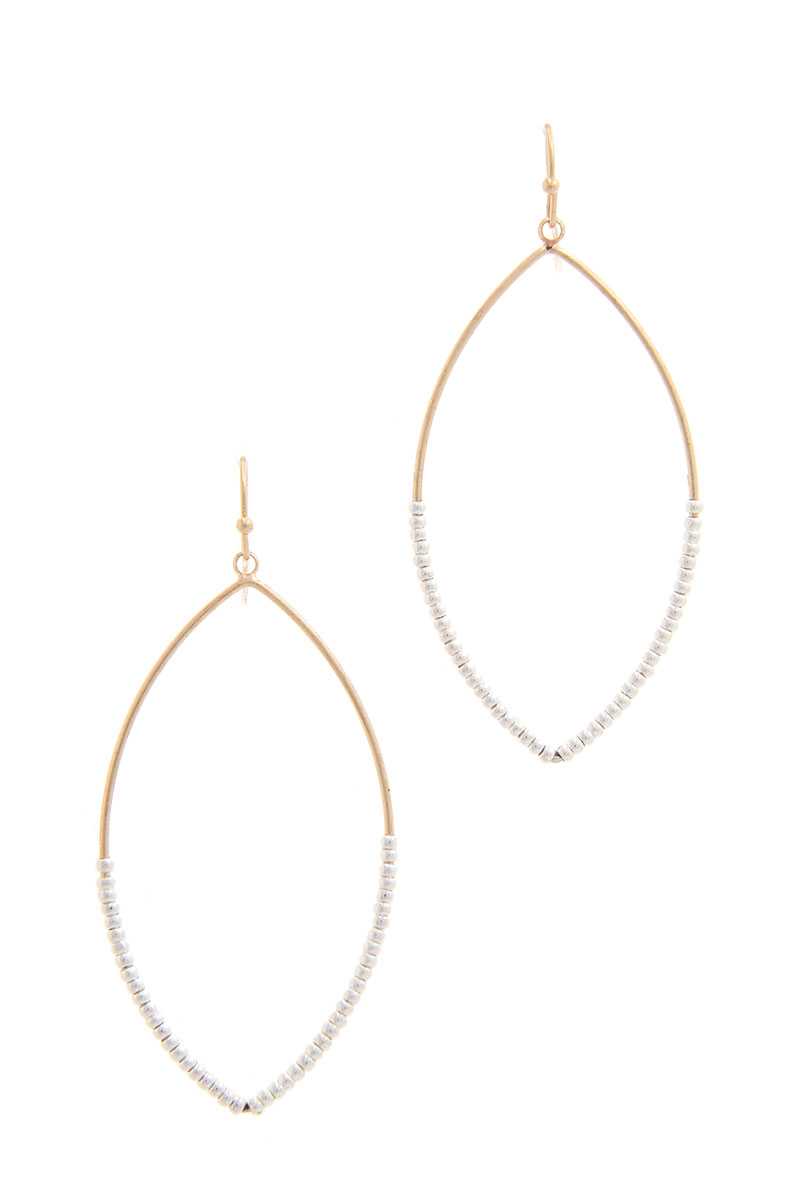 Beaded Pointed Oval Drop Earring