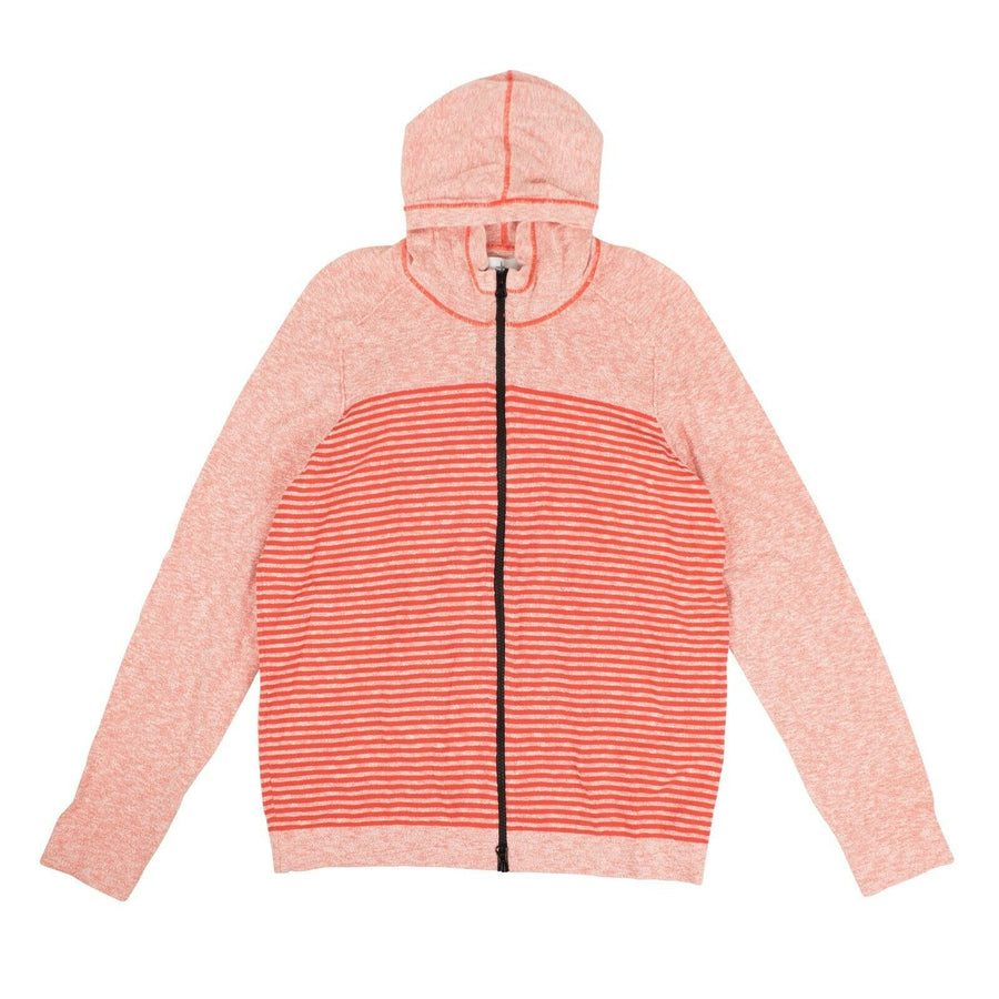 Cotton 'Marina' Striped Zip Up Sweatshirt - Red