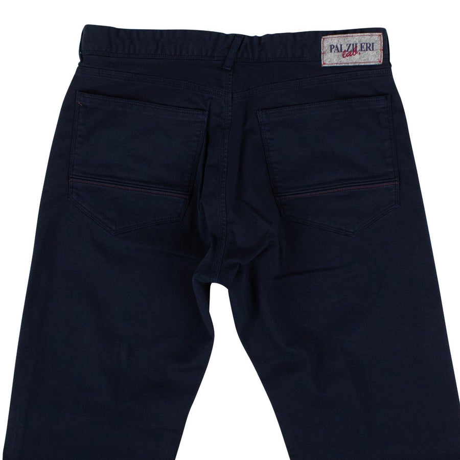 Navy Blue Cotton Blend Pants