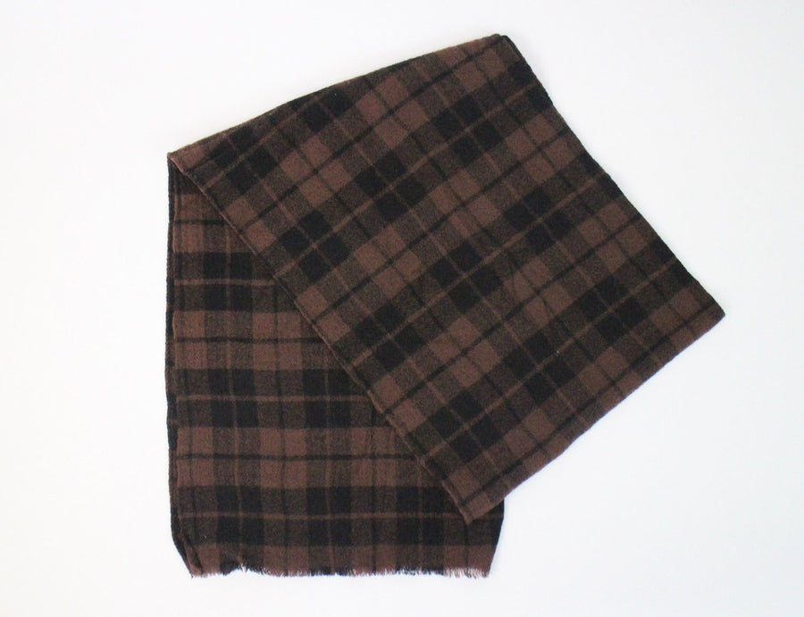 Luxurious Men's Brown Plaid 100% Wool Scarf