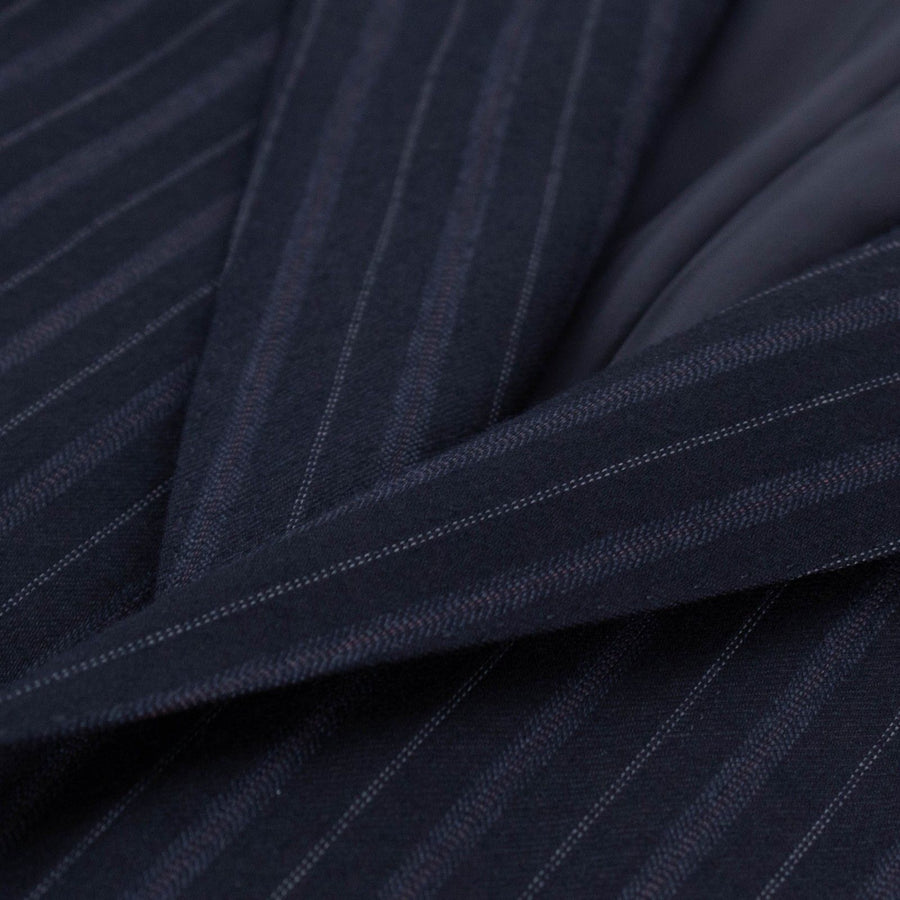Drop 7 Striped Wool Two Button Suit - Black