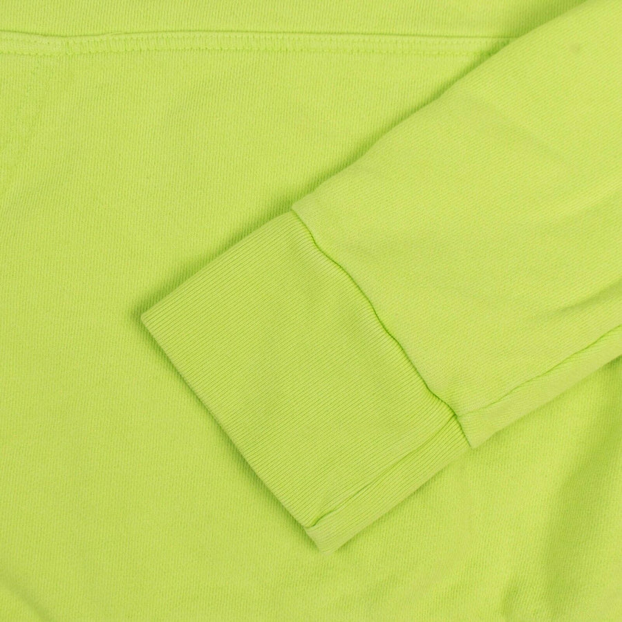 Layered French Terry Nylon Hoodie Sweatshirt - Neon Green