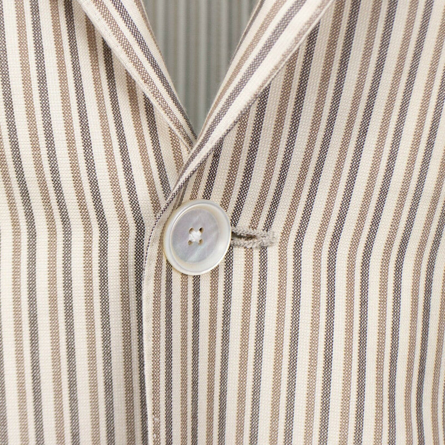 Drop 8 Striped Silk Blend 3 Roll 2 Button Sport Coat - Ivory