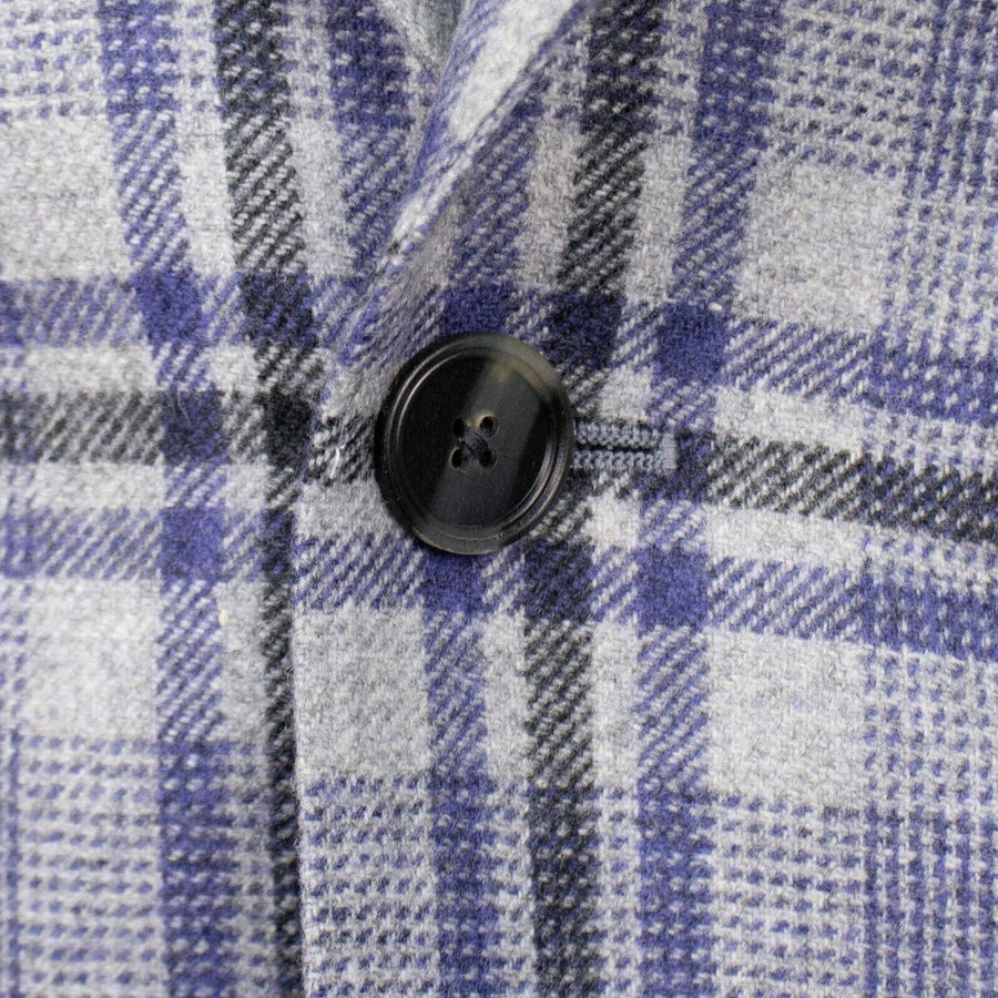 Drop 10 Plaid Wool 3 Roll 2 Button Sport Coat - Purple