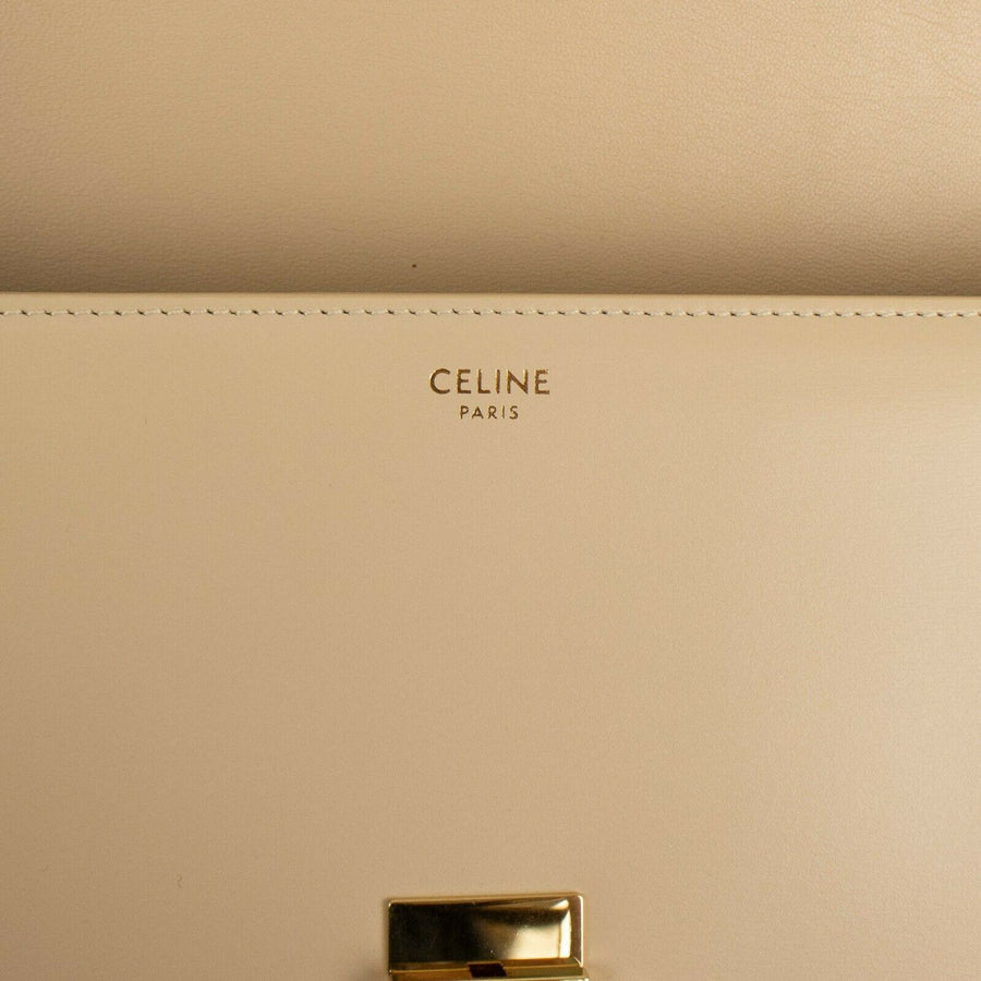 Shiny Calfskin Leather Medium Triomphe Cross Body Bag - Nude