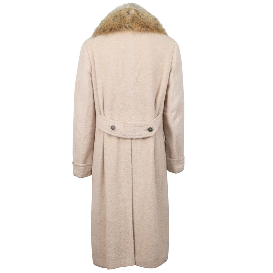 Alpaca Blend Fur Collar Double Breasted Coat - Beige