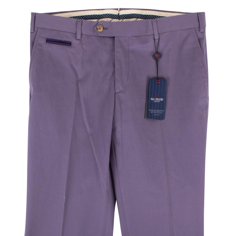 Purple Cotton Blend Dress Pants