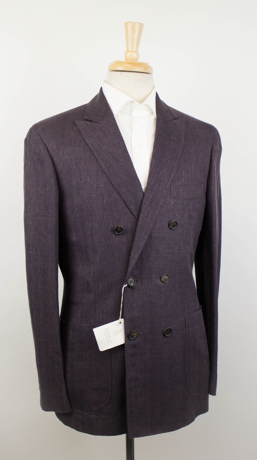 Wool Blend Double Breasted Sport Coat - Purple