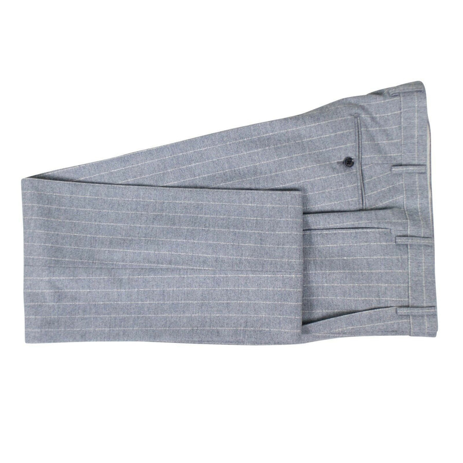 Drop 7 Pin-Striped Wool 3 Roll 2 Button Slim/Trim Fit Suit - Light  Gray