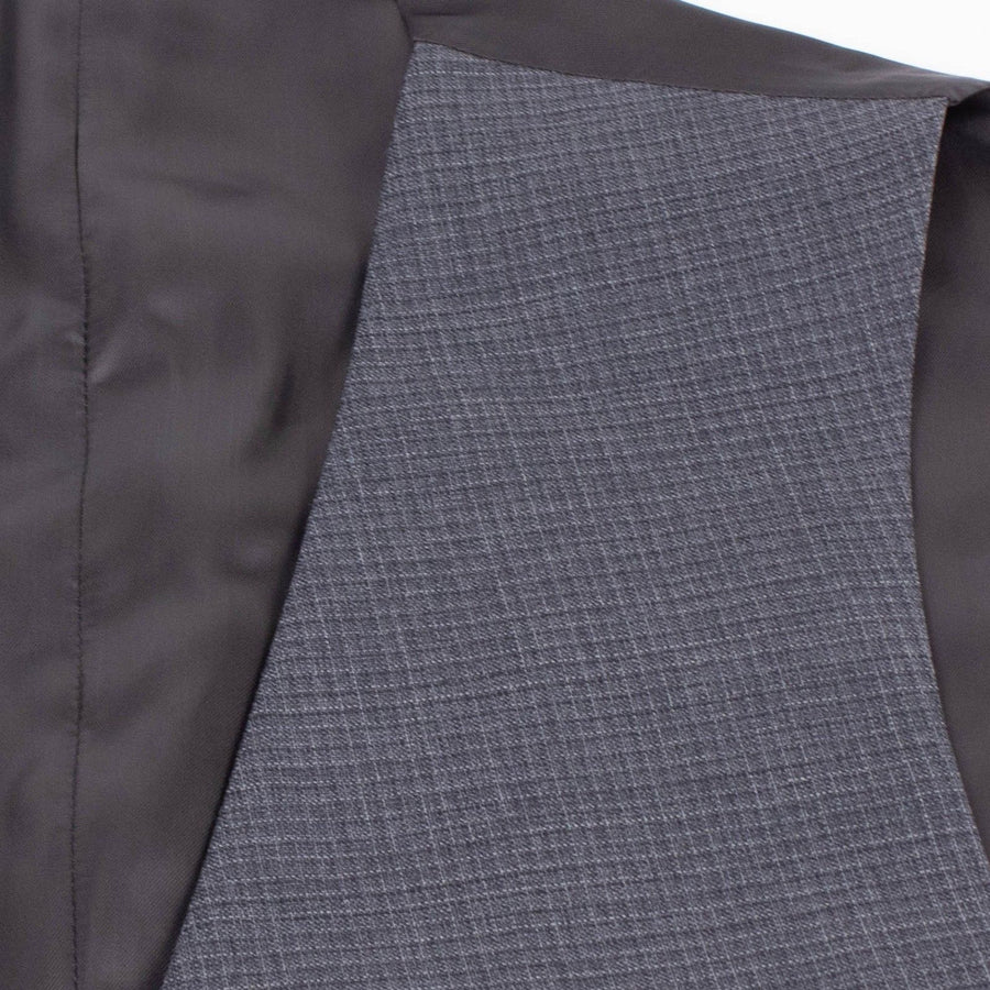 Drop 6 Micro Graph Checked Wool Two Button Three Peice Suit - Gray