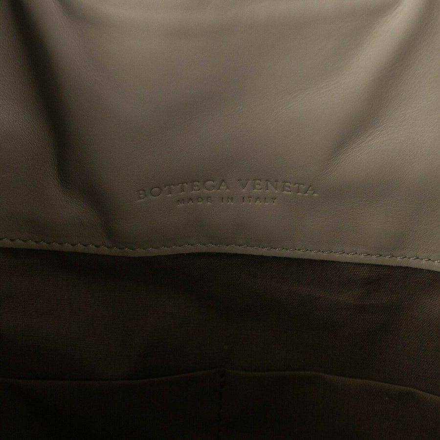 Leather 'Intrecciato' Backpack - Dark Cement