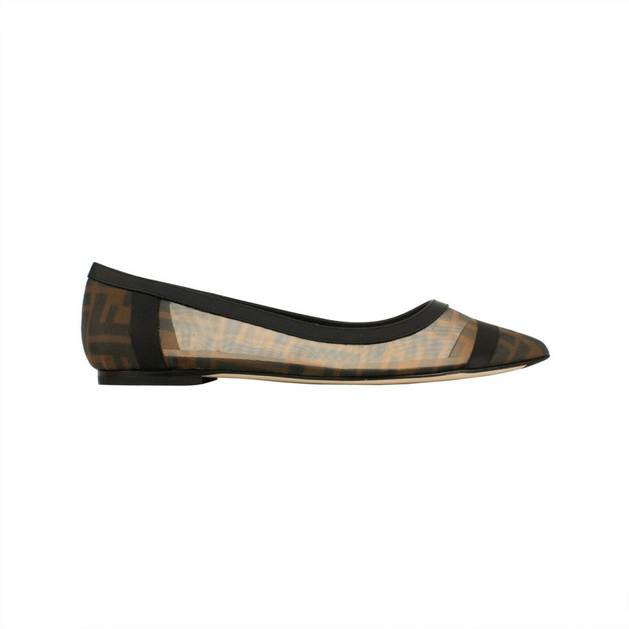 Monogram Mesh Ballerina Flats - Black/Brown