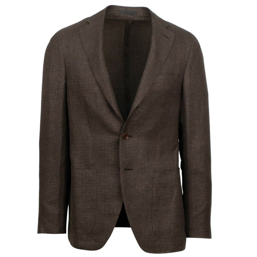 Drop 8 Houndstooth 3 Roll 2 Button Sport Coat - Brown