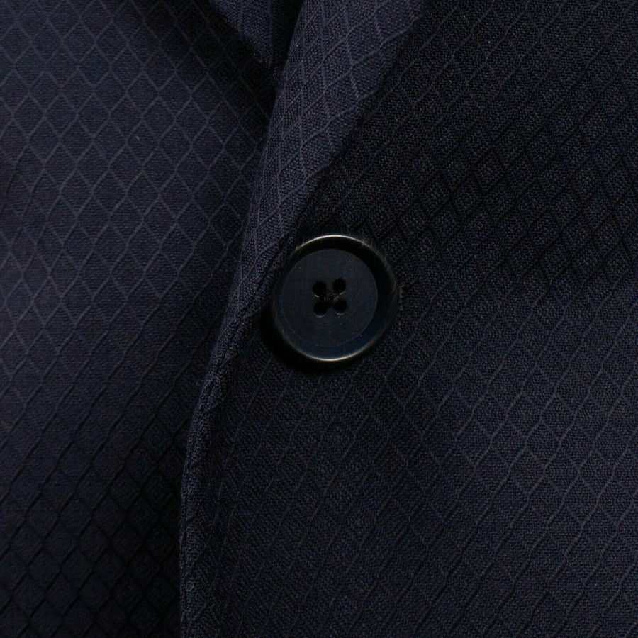 Drop 8 Plaid 3 Roll 2 Button Wool Blend Sport Coat - Navy Blue