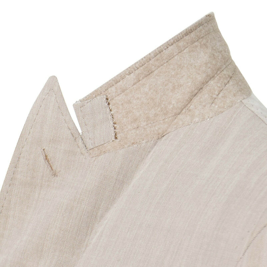 Drop 8 Wool Herringbone Double Breasted Sport Coat - Beige