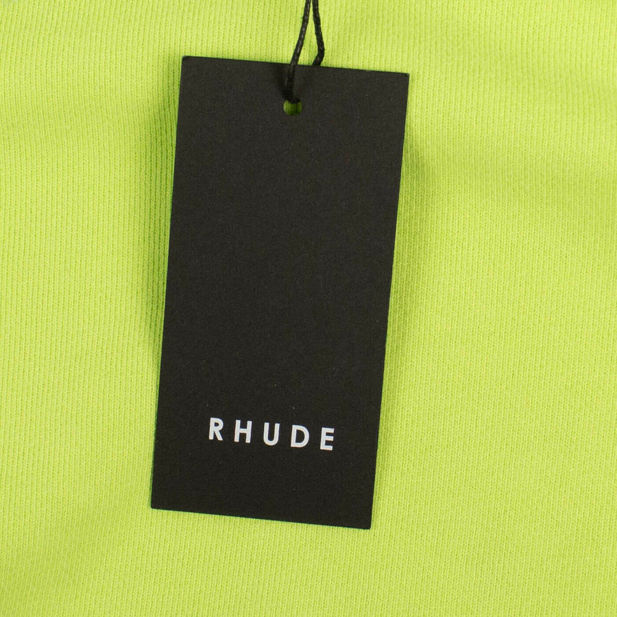 Layered French Terry Nylon Hoodie Sweatshirt - Neon Green