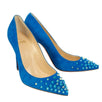 Suede Spikyshell Studded 100mm Pumps - Blue