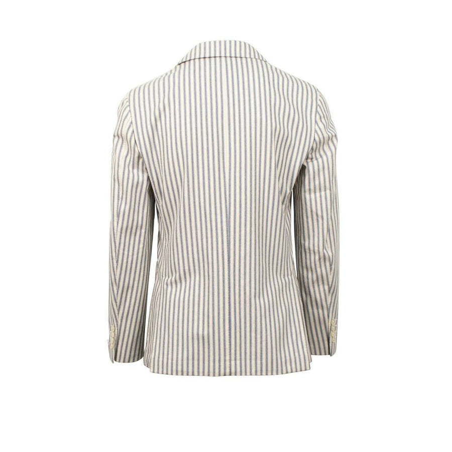 Drop 8 Striped Cotton 3 Roll 2 Button Sport Coat - Beige