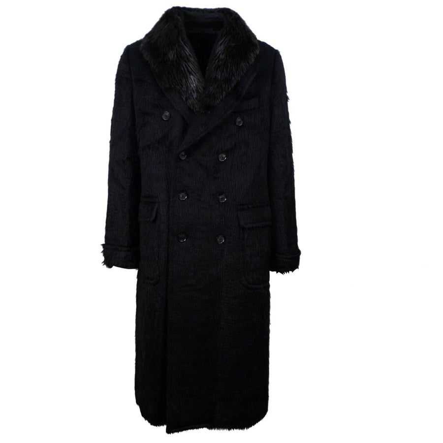 Caruso Alpaca And Mink Double Breasted Coat - Black