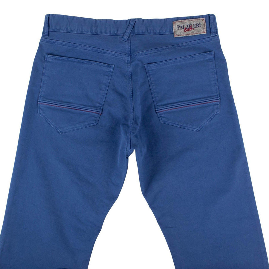 Blue Cotton Blend Pants