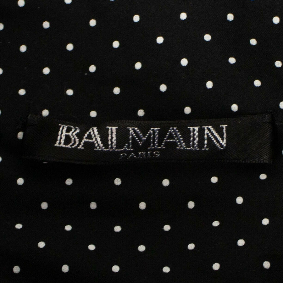 Cotton Polka Dot Logo Patch Button Shirt - Black