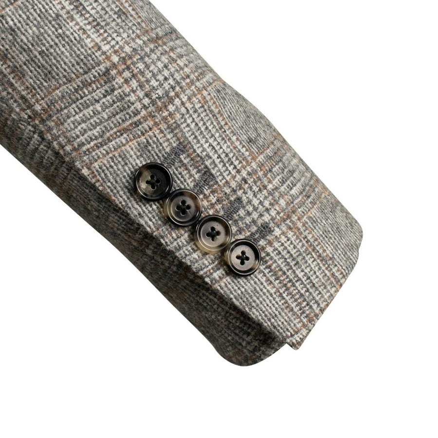 Drop 6 Plaid 3 Roll 2 Button Wool Blend Sport Coat - Brown / Gray