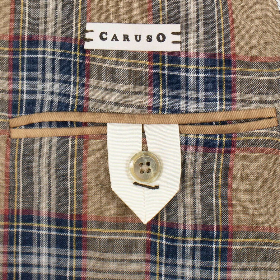 Drop 8 Plaid Button Down Linen Sport Coat - Brown