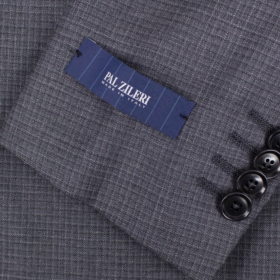 Drop 6 Micro Graph Checked Wool Two Button Three Peice Suit - Gray