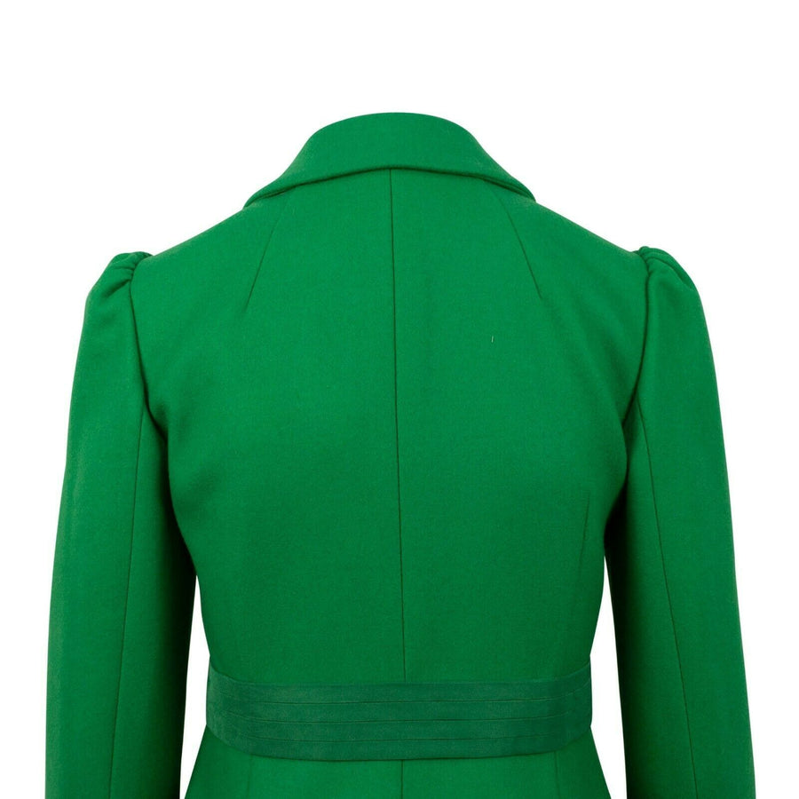 Wool Trench Coat With Bow - Green