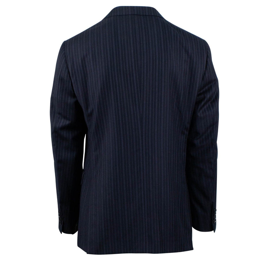 Drop 7 Striped Wool Two Button Suit - Black