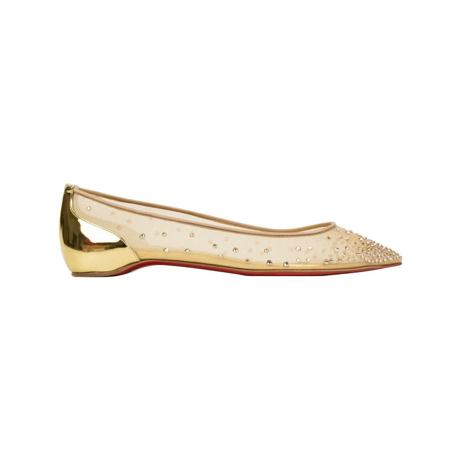 'Follies Strass' Mesh Flats - Gold