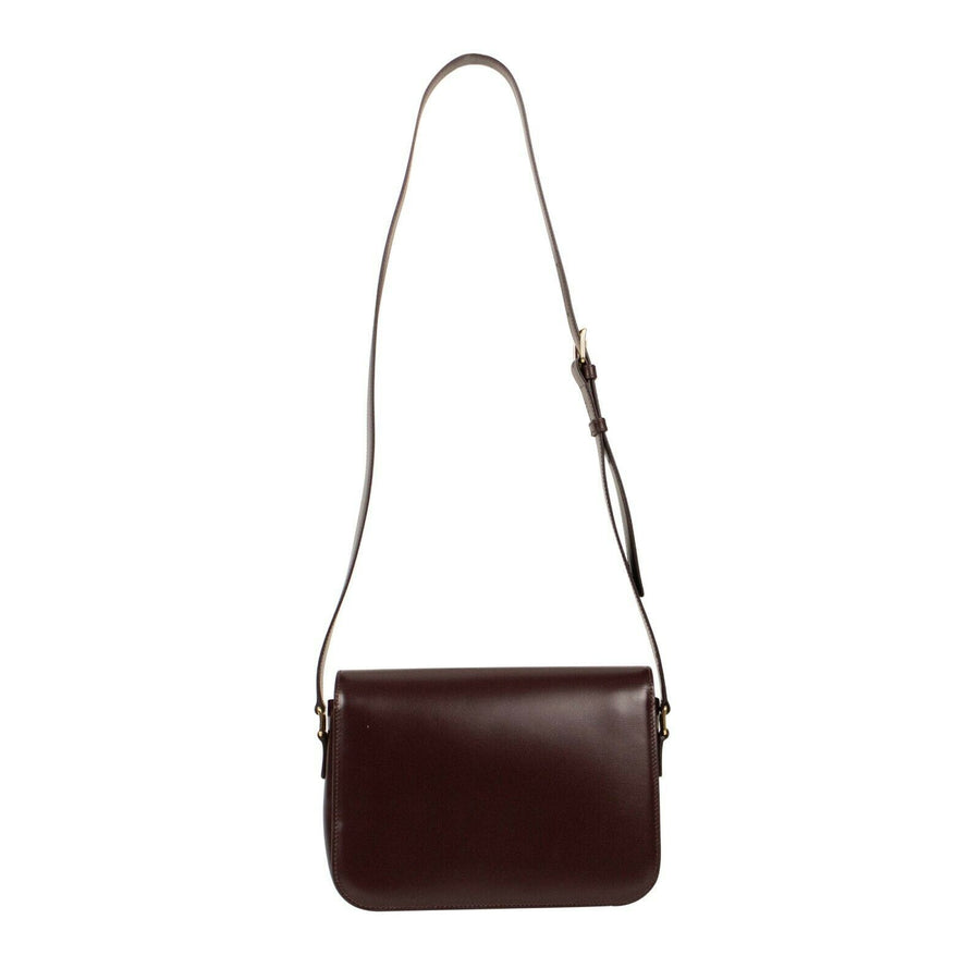 Shiny Calfskin Leather Medium Triomphe Cross Body Bag - Burgundy