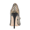 Plastic Mesh Polka Dot Bow Pumps - Beige / Black