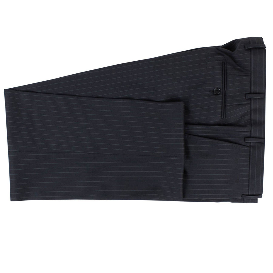 Pin Striped Wool Three Button Suit - Black
