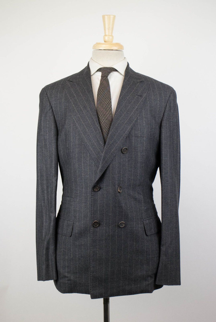 Cashmere Blend Pinstripe Double Breasted Sport Coat - Gray